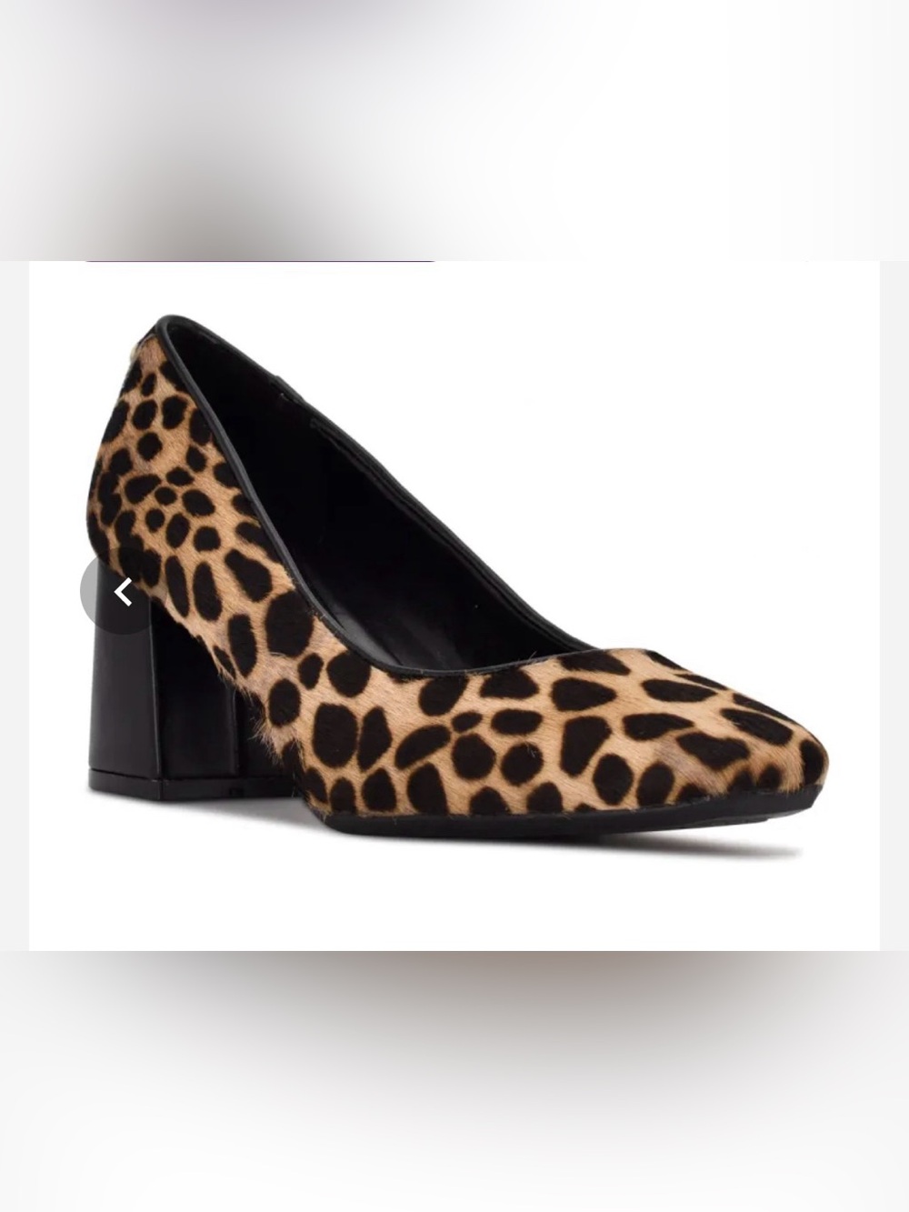 Nine West Leopard Print Block Heel Pumps - Tan & Black NWT